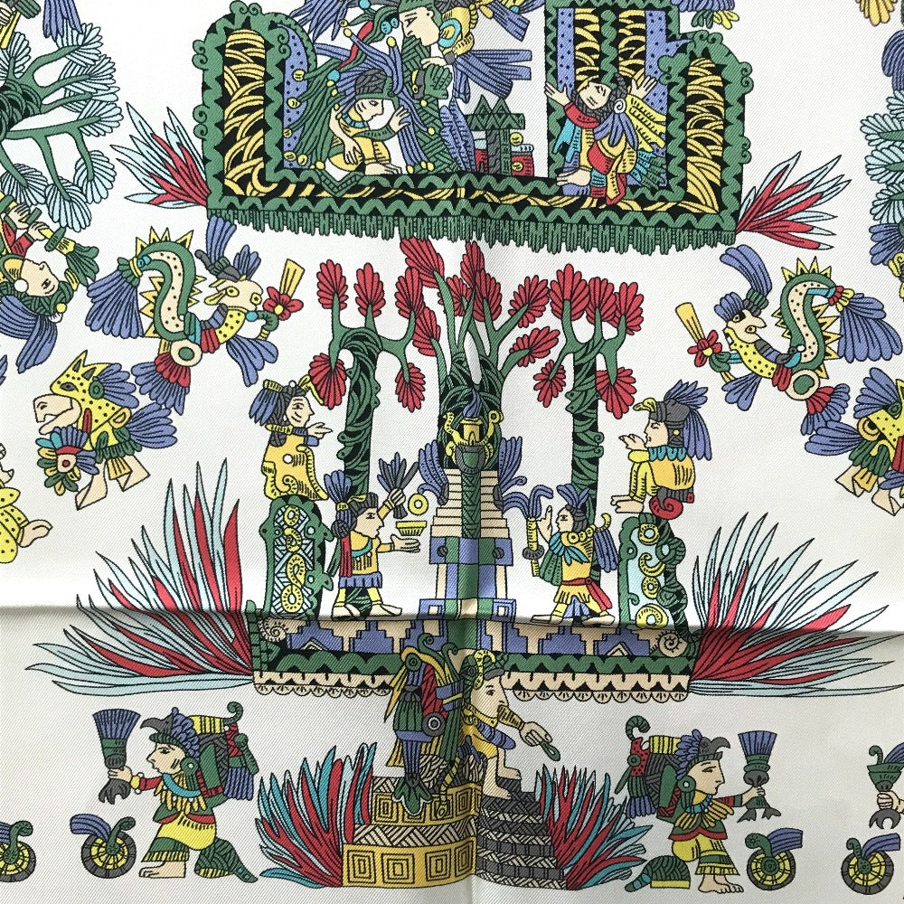 HERMES scarf silk Blue x red x white Carre90 ASTRES et SOLEILS Celestial bodies and the sun Women Used