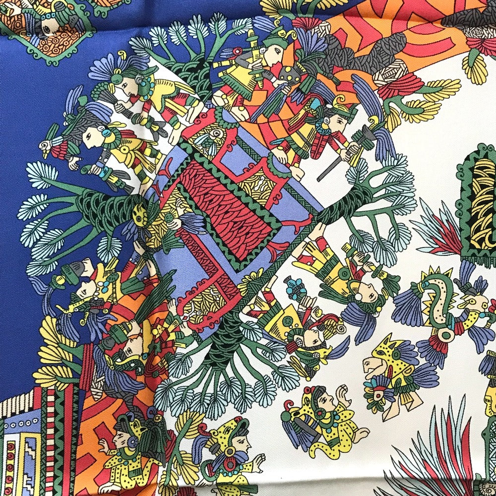 HERMES scarf silk Blue x red x white Carre90 ASTRES et SOLEILS Celestial bodies and the sun Women Used