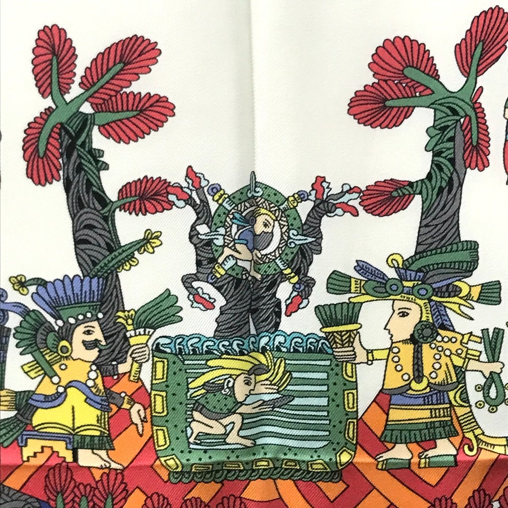 HERMES scarf silk Blue x red x white Carre90 ASTRES et SOLEILS Celestial bodies and the sun Women Used