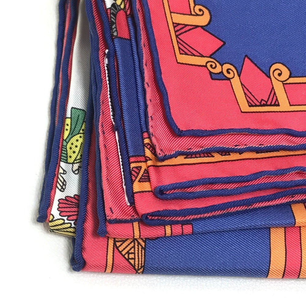 HERMES scarf silk Blue x red x white Carre90 ASTRES et SOLEILS Celestial bodies and the sun Women Used