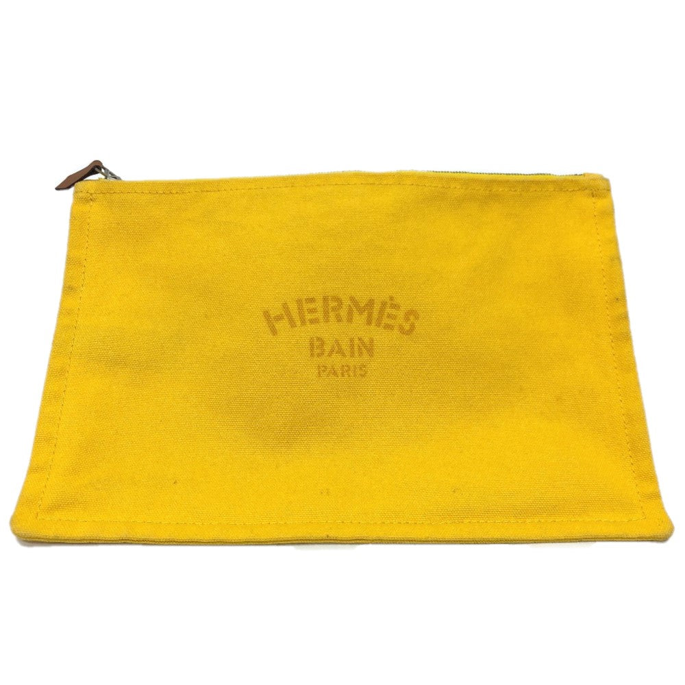 HERMES Pouch canvas yellow New Yachting Pouch GM