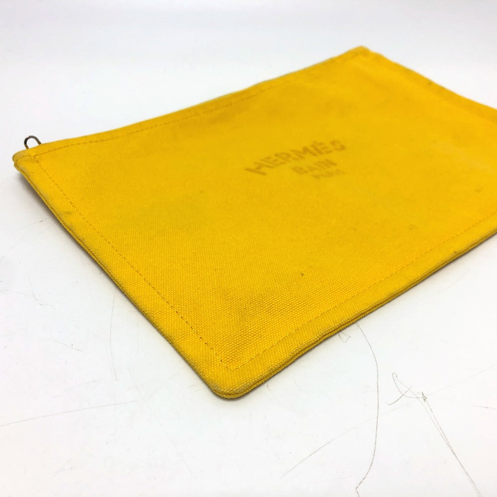 HERMES Pouch canvas yellow New Yachting Pouch GM