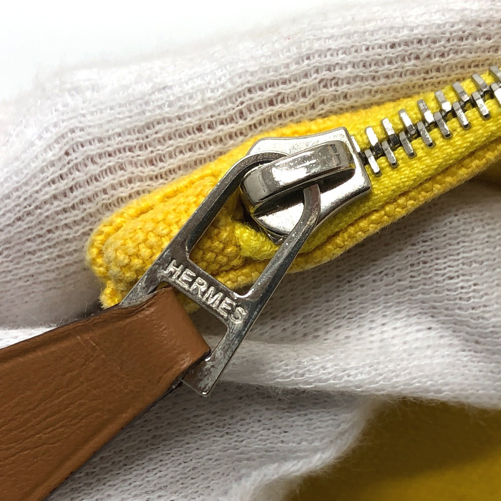 HERMES Pouch canvas yellow New Yachting Pouch GM
