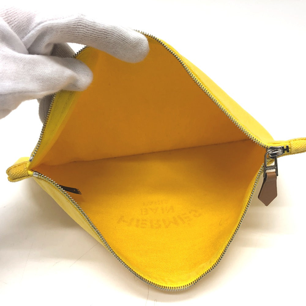 HERMES Pouch canvas yellow New Yachting Pouch GM