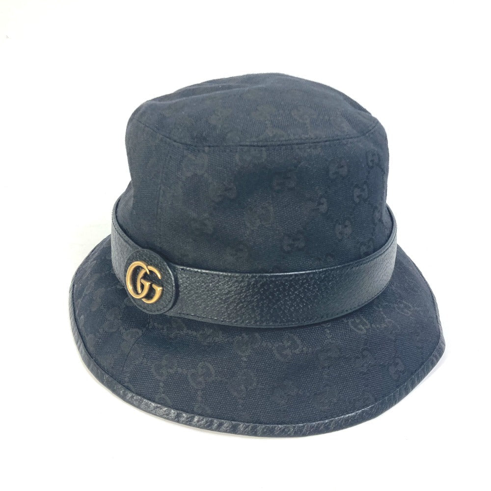 GUCCI hat 576587 GG canvas black GG Bucket hat mens M Used