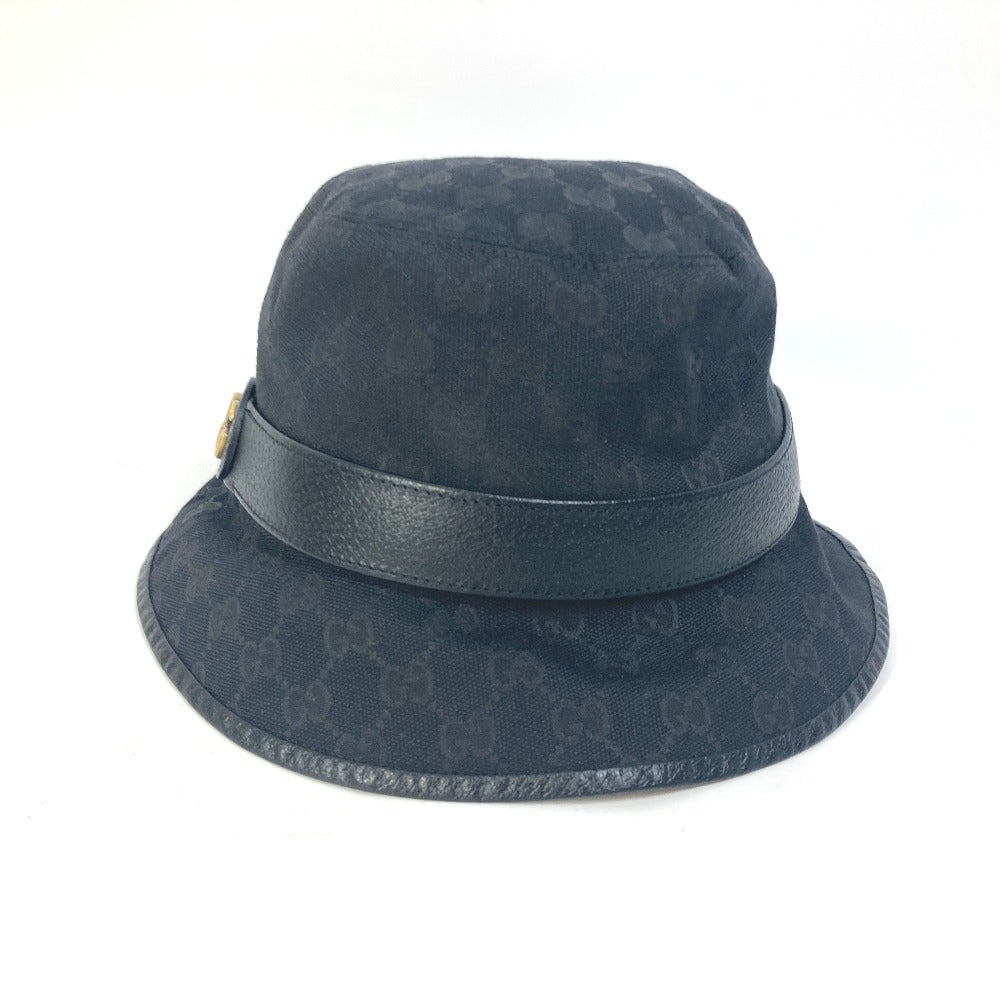 GUCCI hat 576587 GG canvas black GG Bucket hat mens M Used