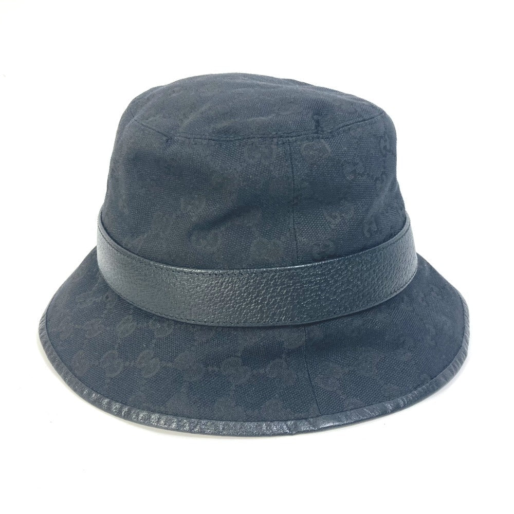 GUCCI hat 576587 GG canvas black GG Bucket hat mens M Used