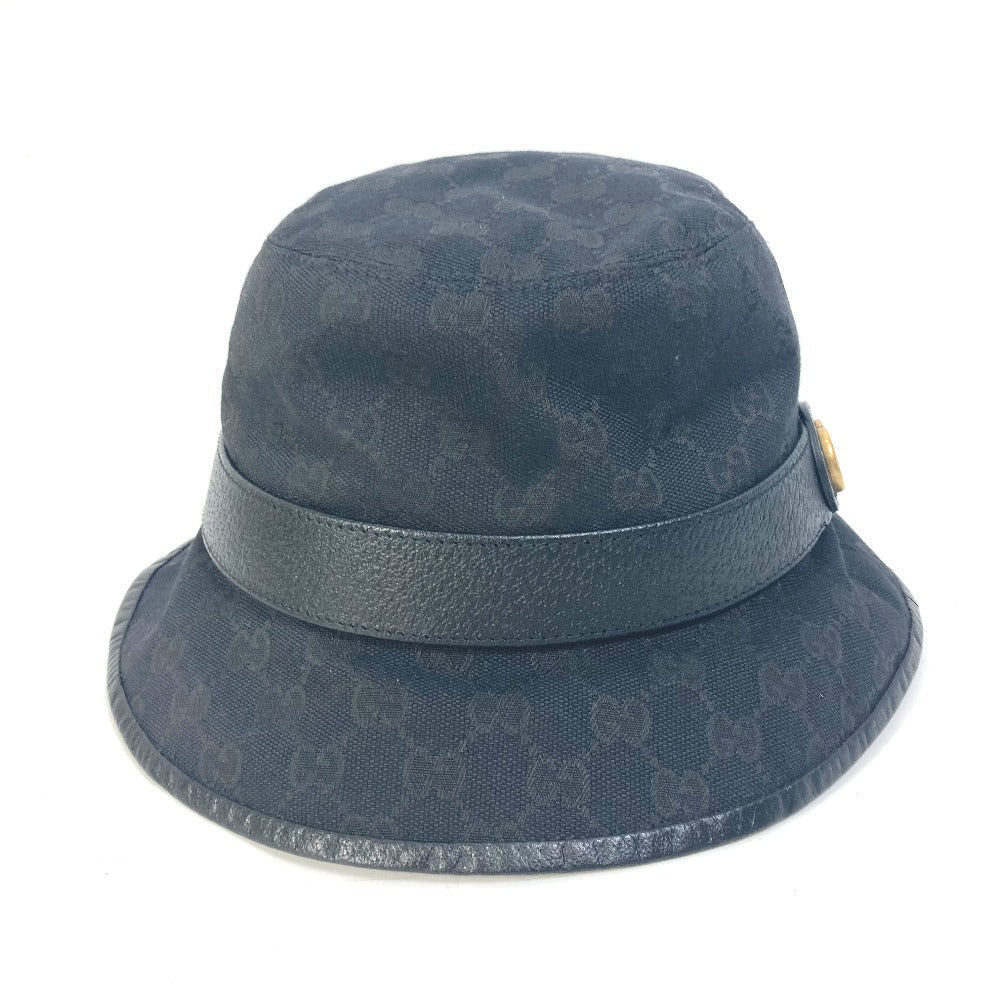 GUCCI hat 576587 GG canvas black GG Bucket hat mens M Used