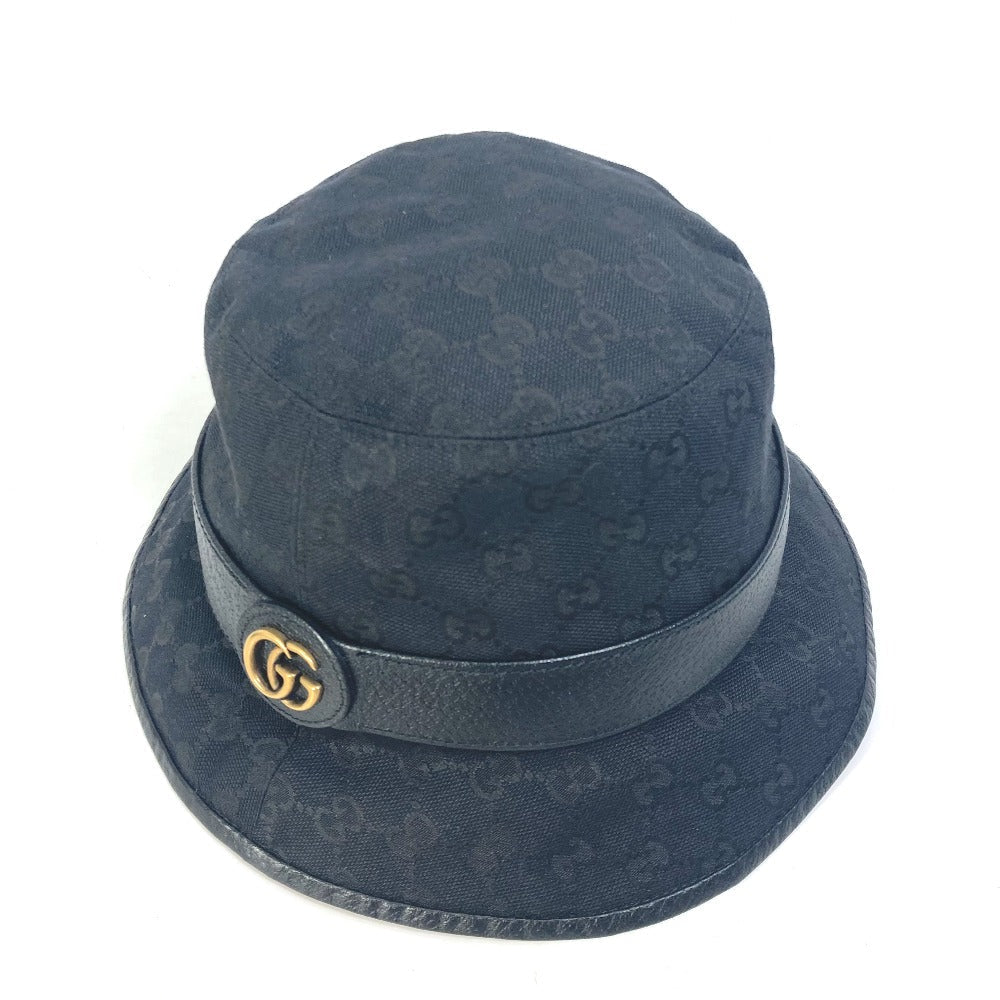 GUCCI hat 576587 GG canvas black GG Bucket hat mens M Used