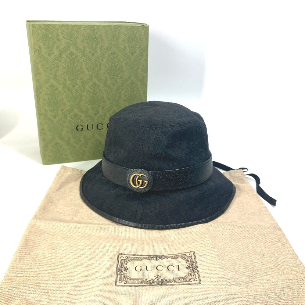 GUCCI hat 576587 GG canvas black GG Bucket hat mens M Used