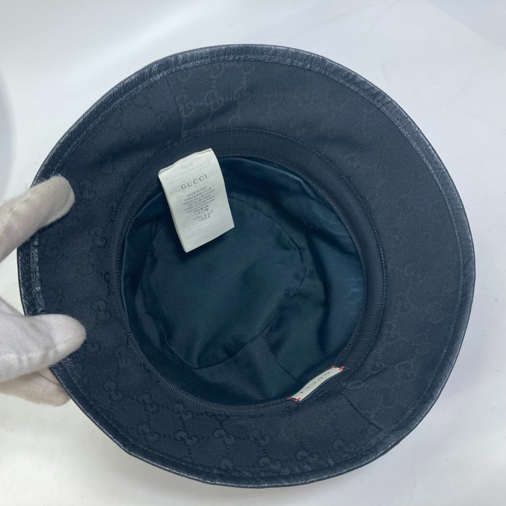 GUCCI hat 576587 GG canvas black GG Bucket hat mens M Used
