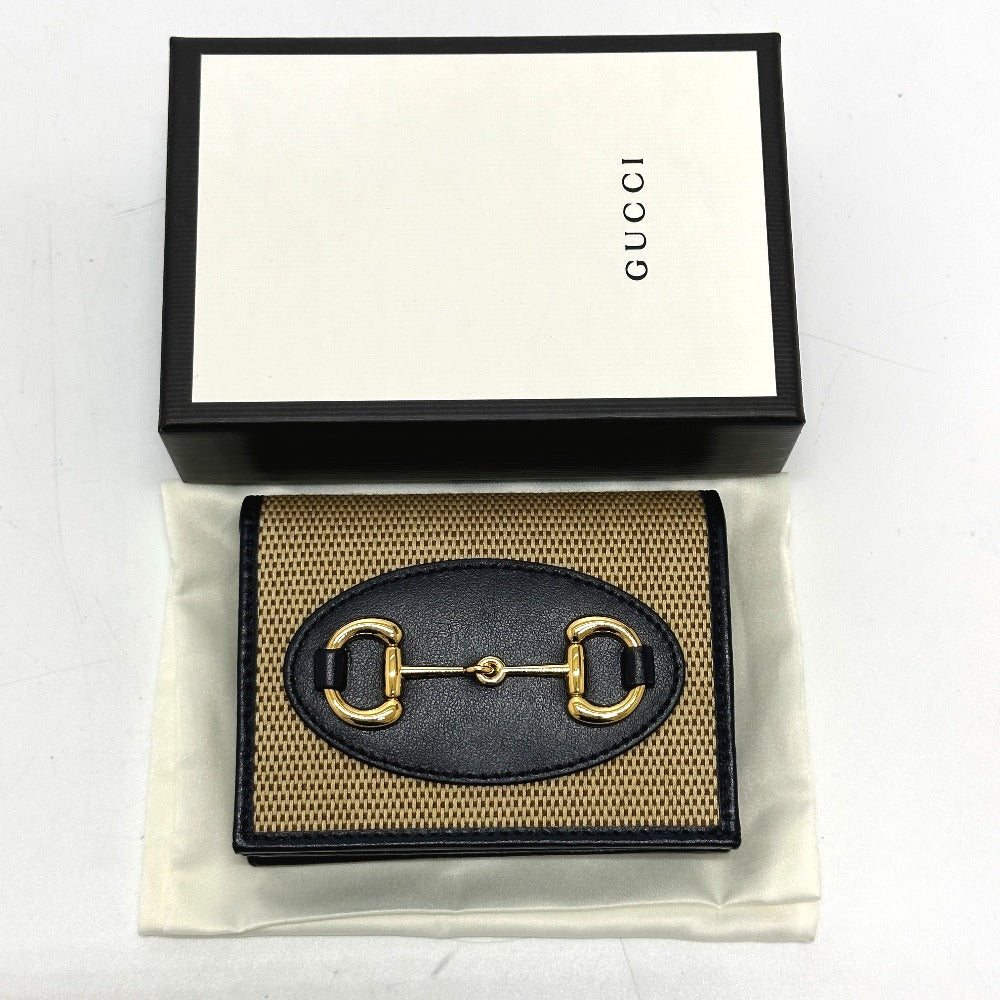 GUCCI Trifold wallet 621887 Canvas / leather beige Horsebit Women Used