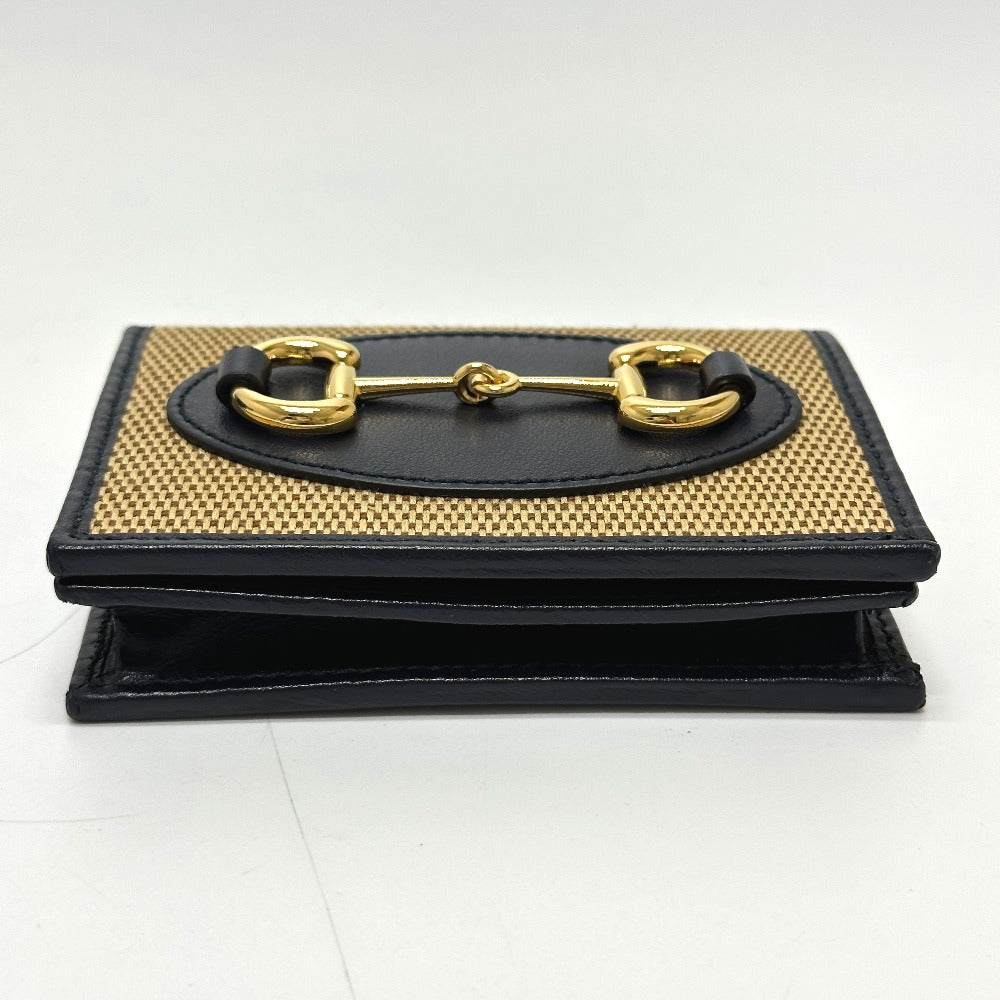 GUCCI Trifold wallet 621887 Canvas / leather beige Horsebit Women Used