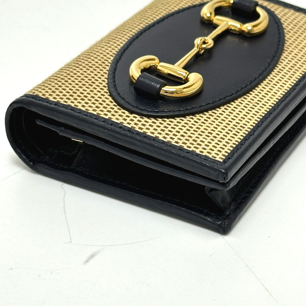 GUCCI Trifold wallet 621887 Canvas / leather beige Horsebit Women Used