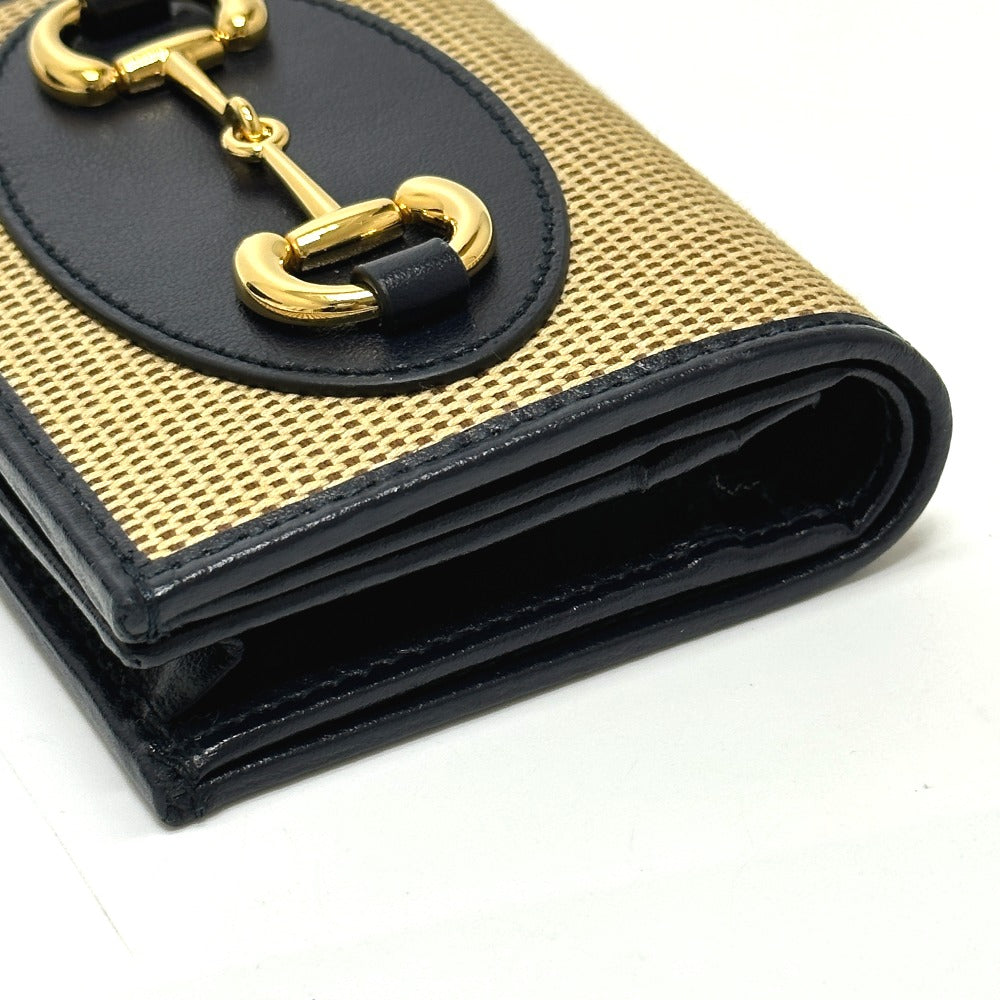 GUCCI Trifold wallet 621887 Canvas / leather beige Horsebit Women Used