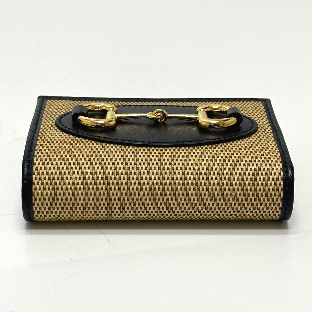 GUCCI Trifold wallet 621887 Canvas / leather beige Horsebit Women Used