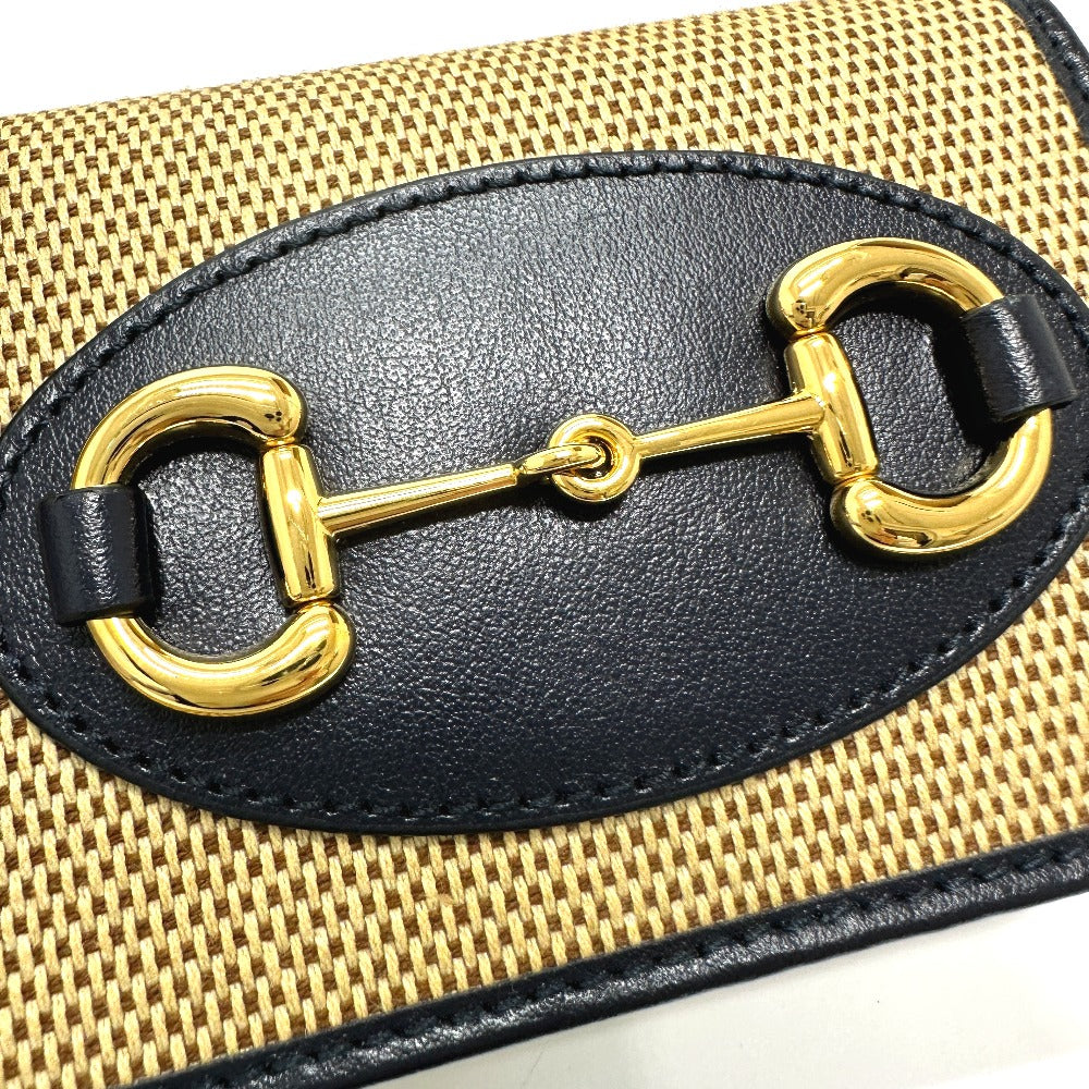 GUCCI Trifold wallet 621887 Canvas / leather beige Horsebit Women Used