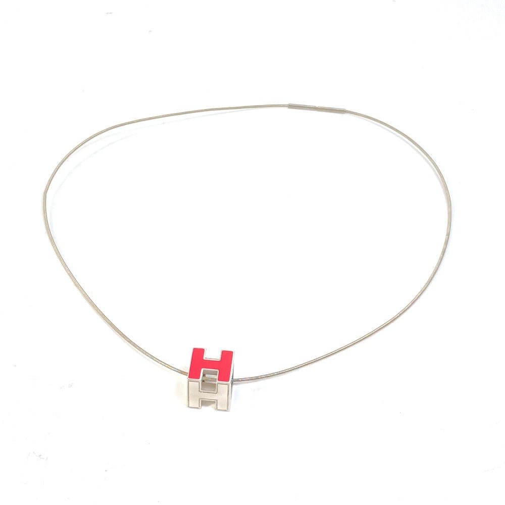 HERMES Necklace metal Silver H cube Cardue Ash Women Used
