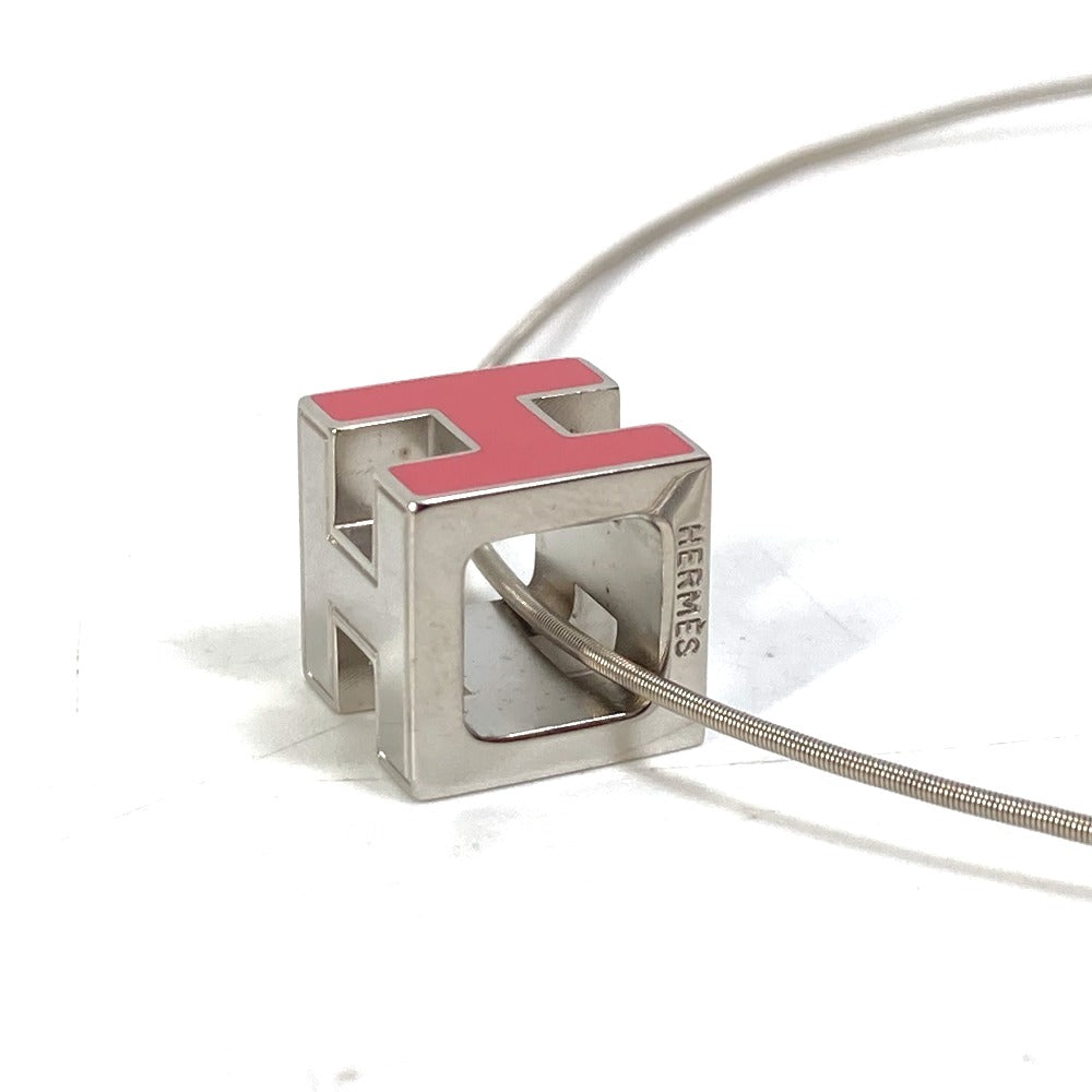 HERMES Necklace metal Silver H cube Cardue Ash Women Used
