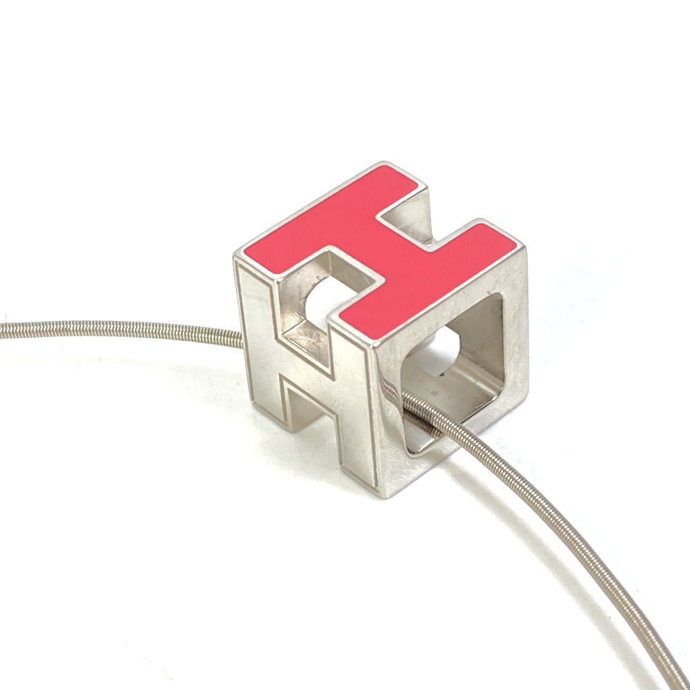 HERMES Necklace metal Silver H cube Cardue Ash Women Used