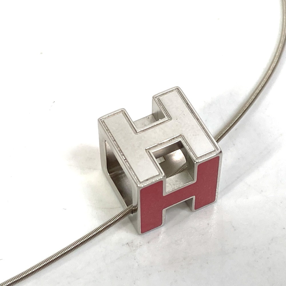 HERMES Necklace metal Silver H cube Cardue Ash Women Used