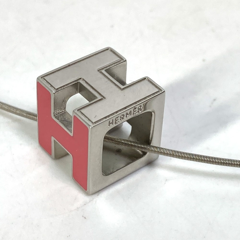 HERMES Necklace metal Silver H cube Cardue Ash Women Used