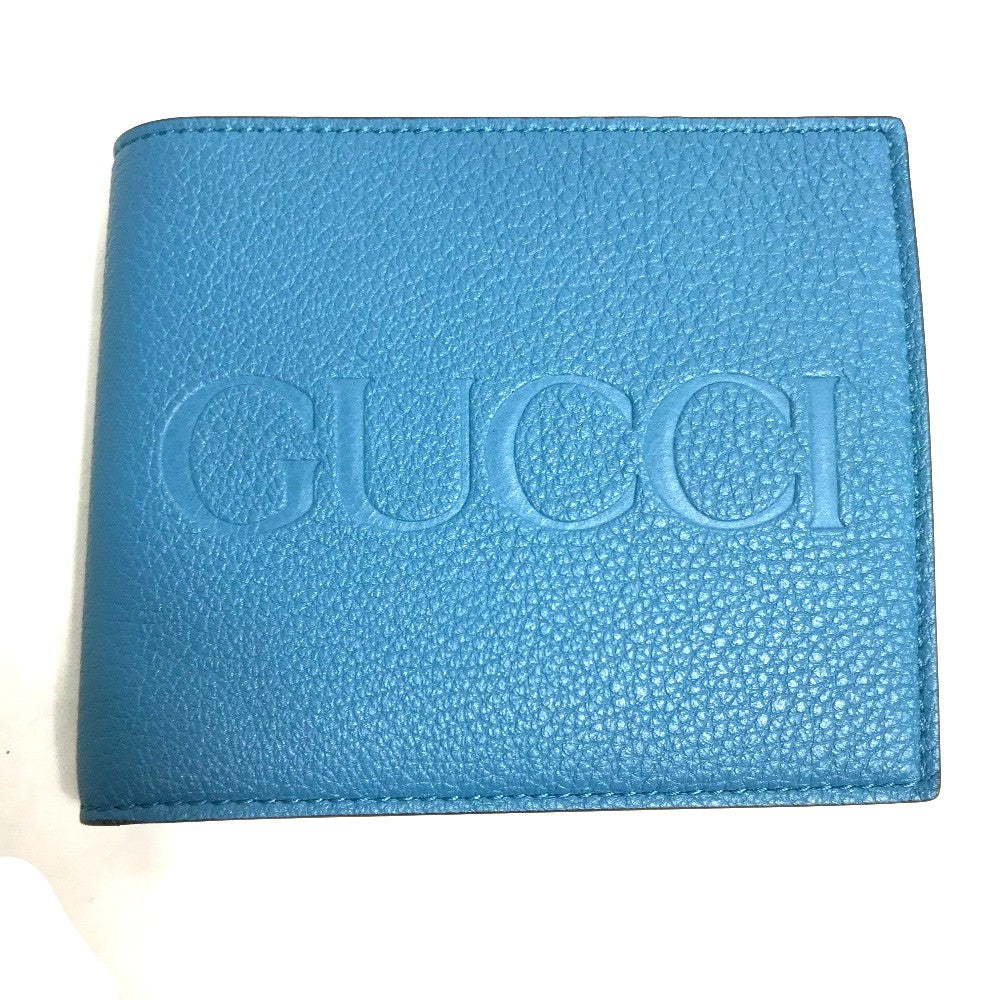 GUCCI Folded wallet 658681 leather blue logo Wallet mens Used