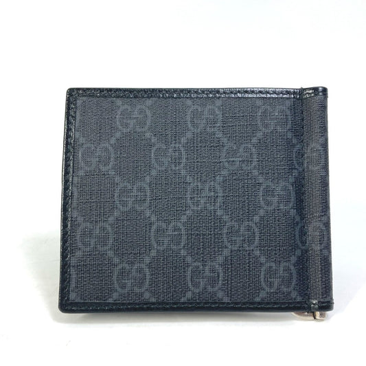 GUCCI Folded wallet 700686 GG Supreme Canvas black GG money clip Interlocking G Card Case Wallet mens Used