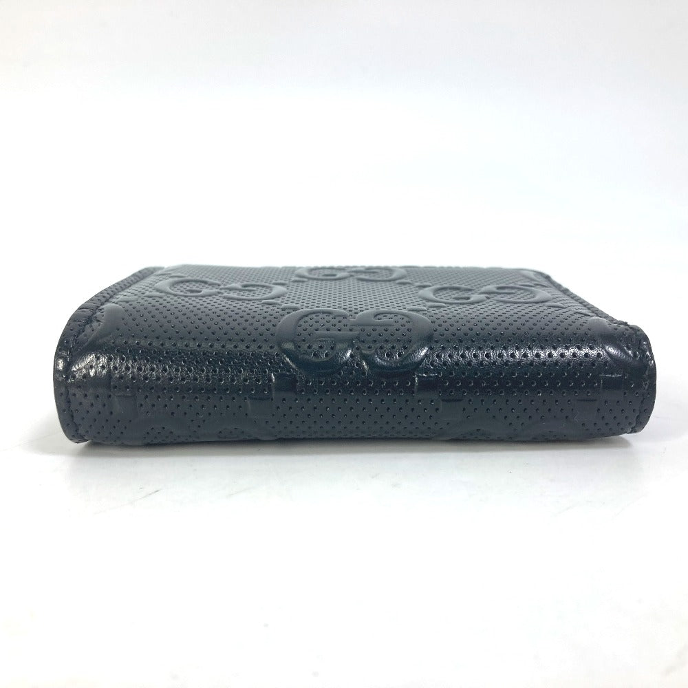 GUCCI Coin case 657571 leather black GG emboss L-shaped fastener mens Used