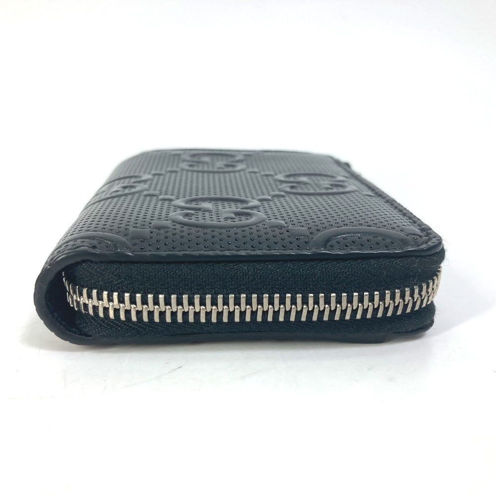 GUCCI Coin case 657571 leather black GG emboss L-shaped fastener mens Used