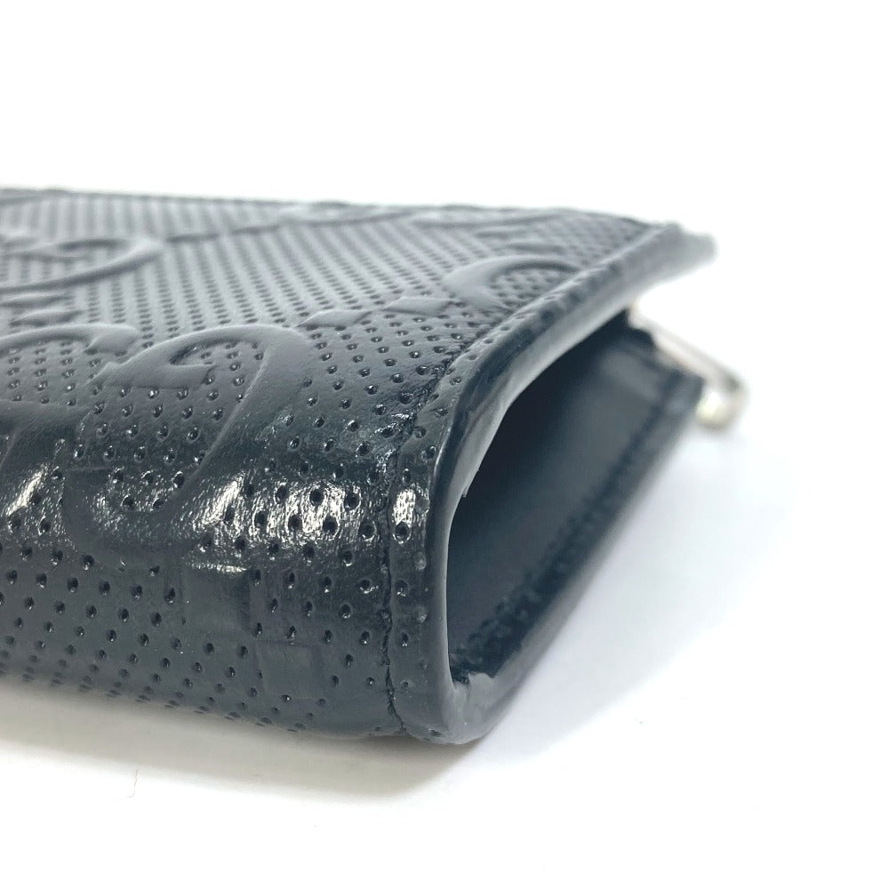 GUCCI Coin case 657571 leather black GG emboss L-shaped fastener mens Used