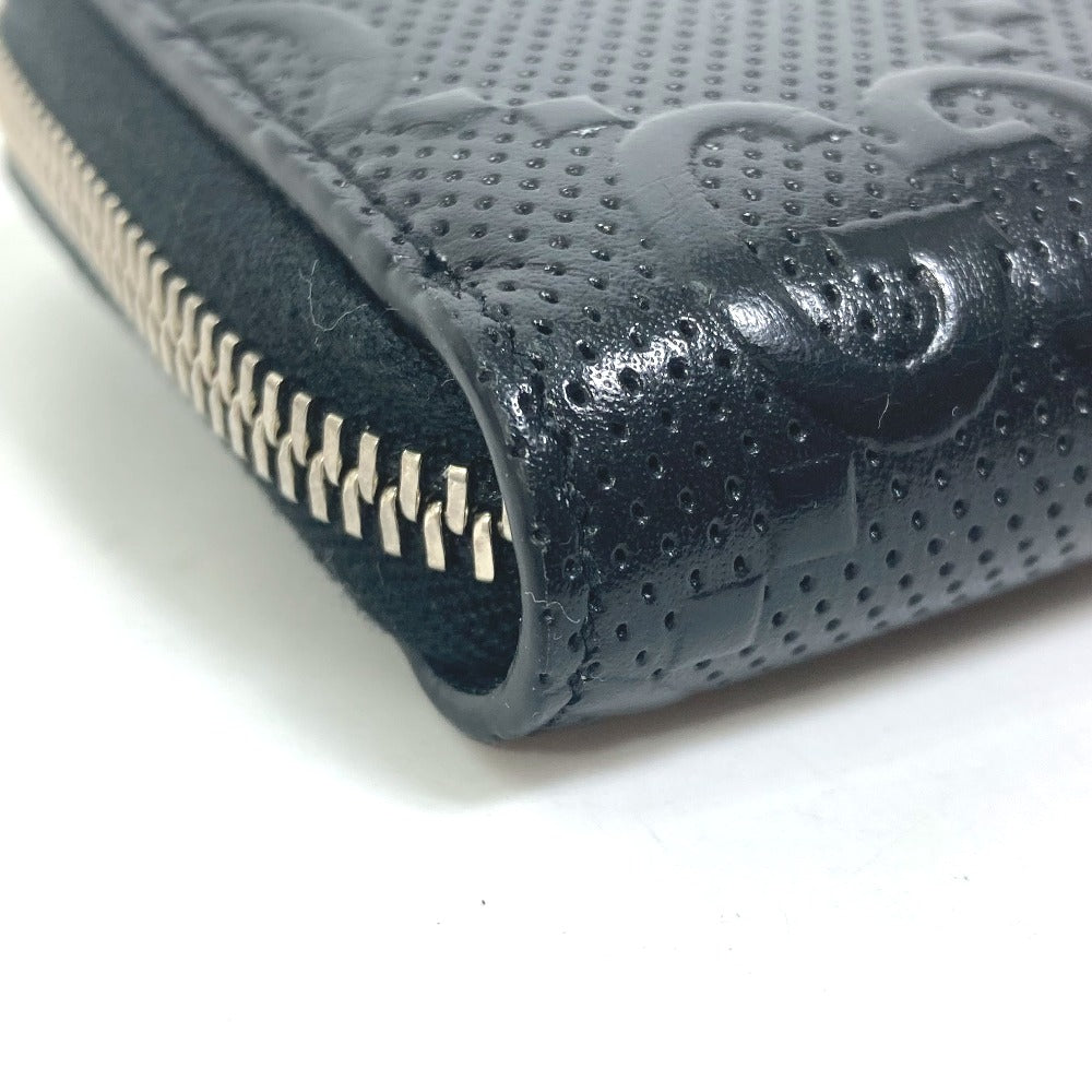 GUCCI Coin case 657571 leather black GG emboss L-shaped fastener mens Used