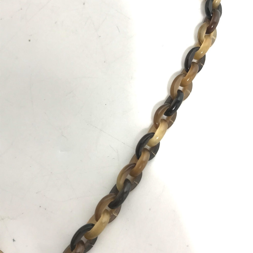 HERMES Necklace Buffalo horn Brown Heart Horn Pendant Women Used