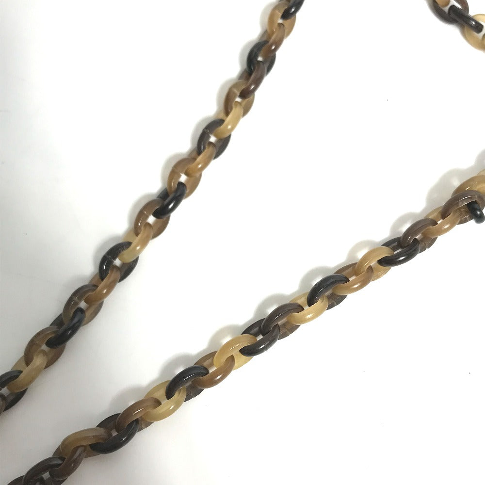 HERMES Necklace Buffalo horn Brown Heart Horn Pendant Women Used