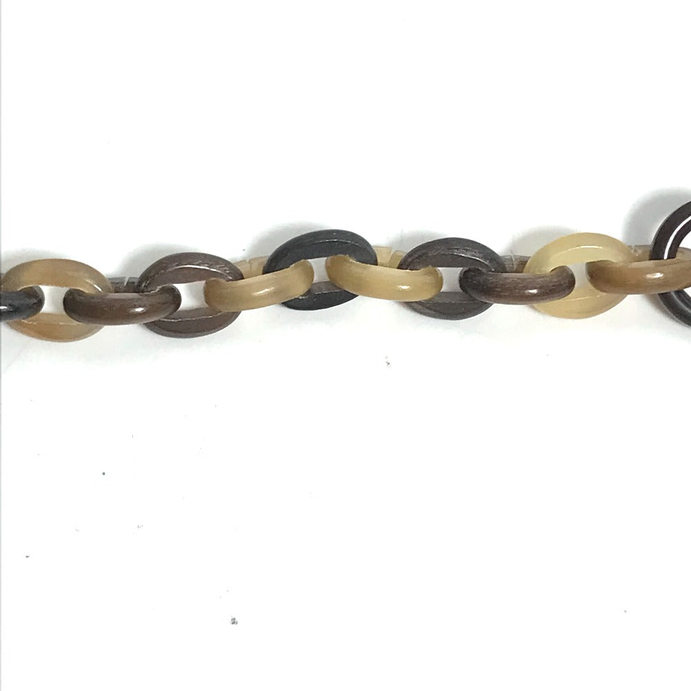 HERMES Necklace Buffalo horn Brown Accessories Heart Horn Pendant Women Used