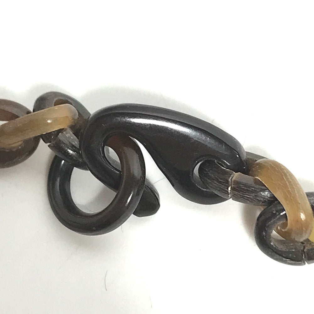HERMES Necklace Buffalo horn Brown Accessories Heart Horn Pendant Women Used