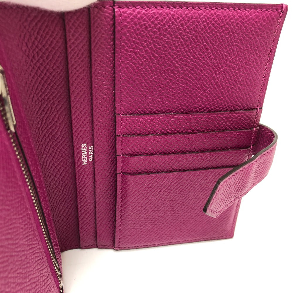 HERMES Folded wallet Epsom purple HMetal Bean compact Women Used