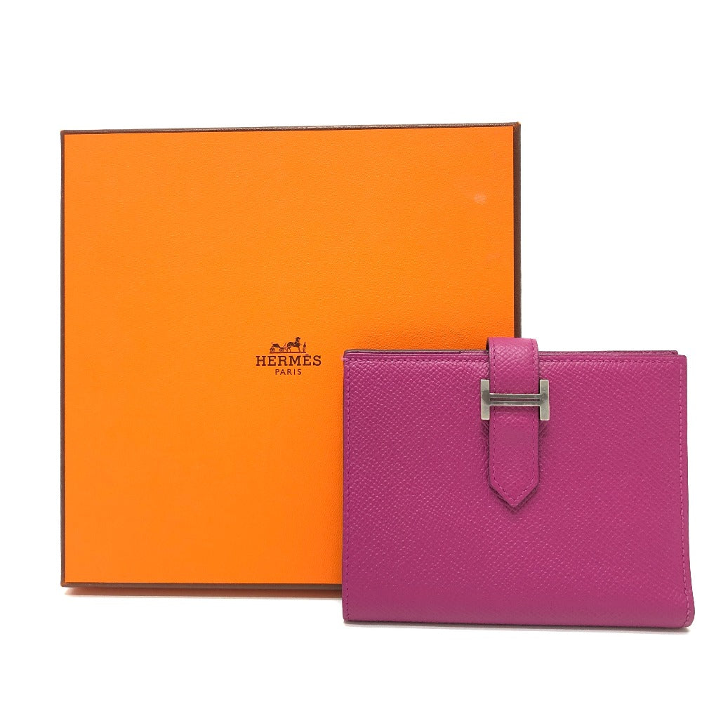 HERMES Folded wallet Epsom purple HMetal Bean compact Women Used