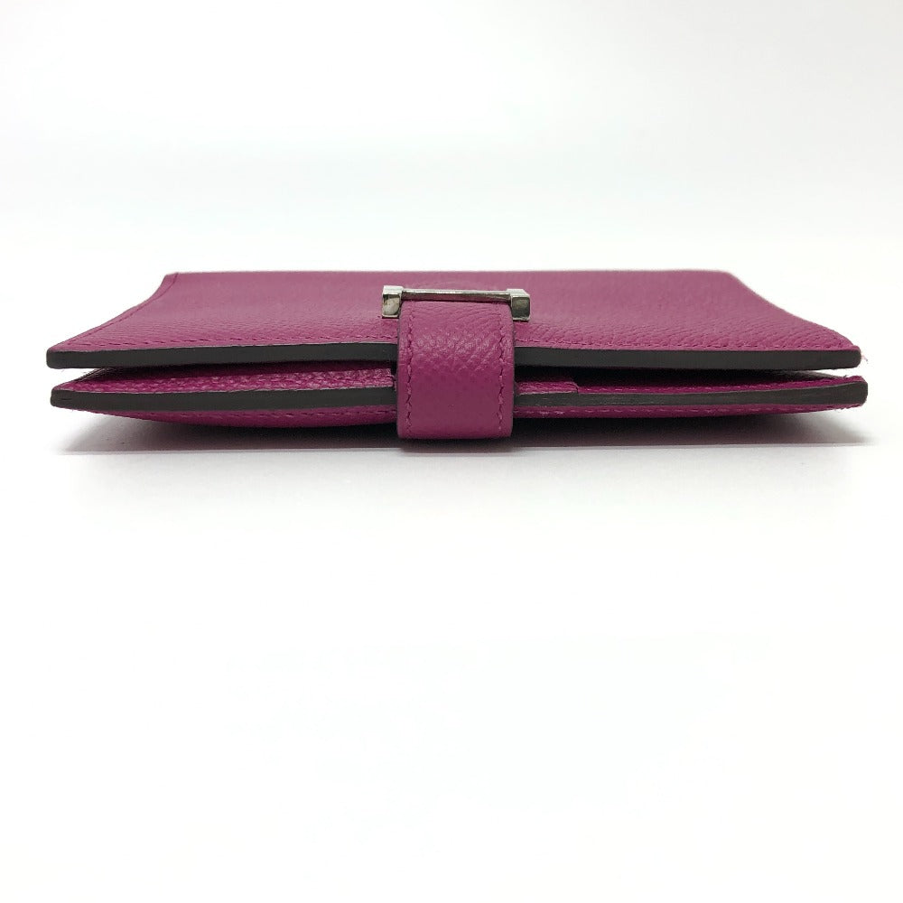 HERMES Folded wallet Epsom purple HMetal Bean compact Women Used