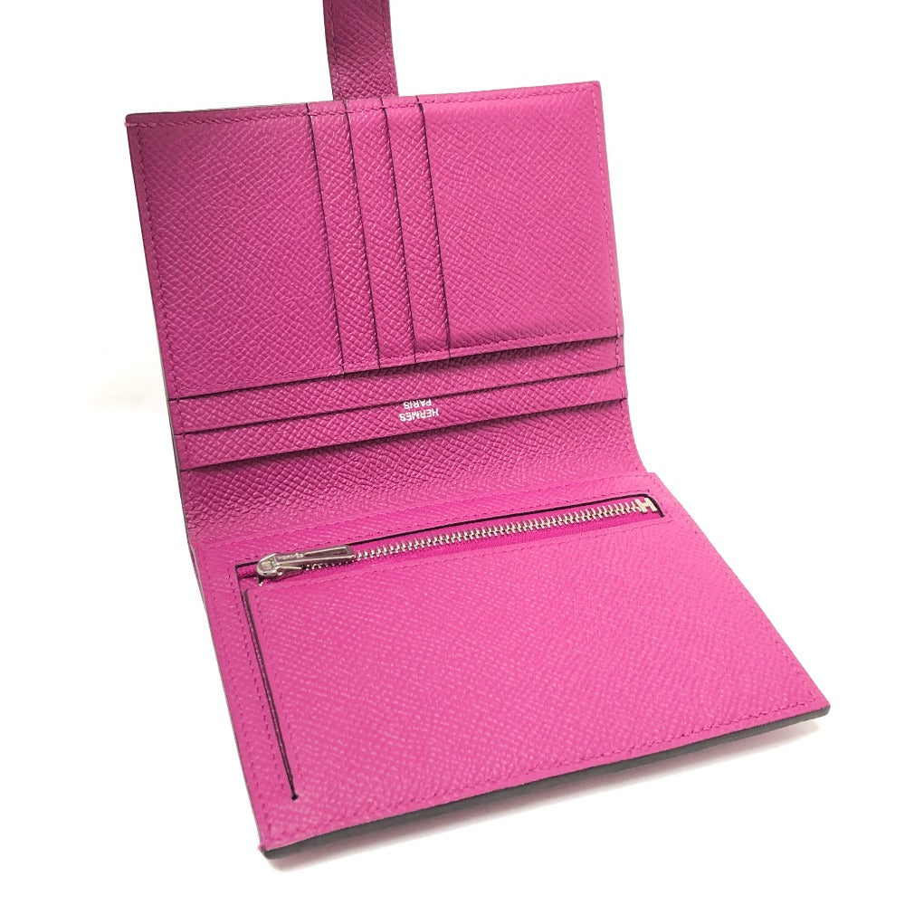 HERMES Folded wallet Epsom purple HMetal Bean compact Women Used