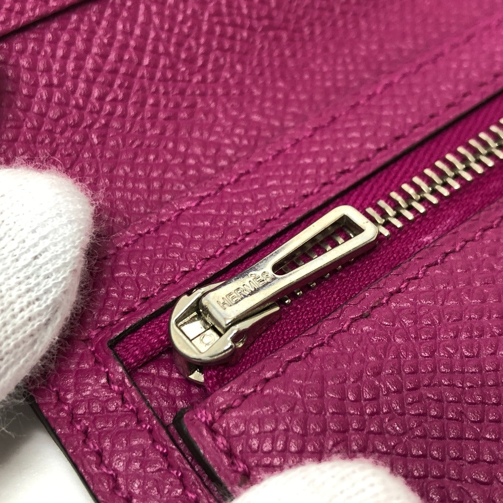 HERMES Folded wallet Epsom purple HMetal Bean compact Women Used