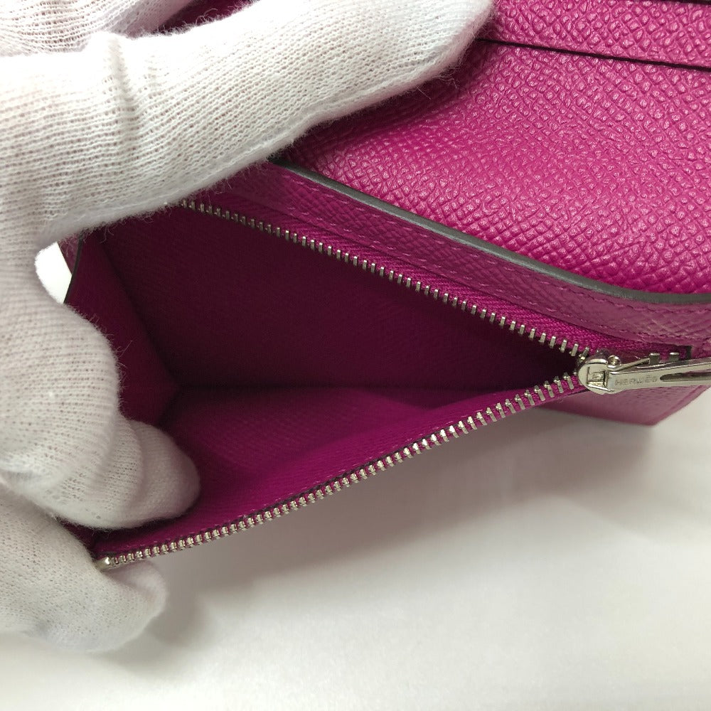 HERMES Folded wallet Epsom purple HMetal Bean compact Women Used