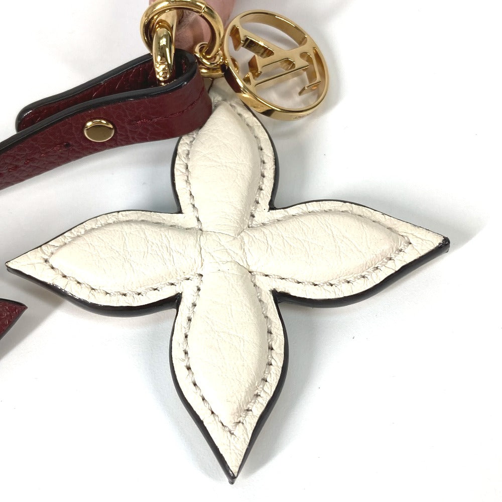 LOUIS VUITTON Bag charm M80244 leather Pink / White Fringe Monogram Flower Bijoux Sack Tassel