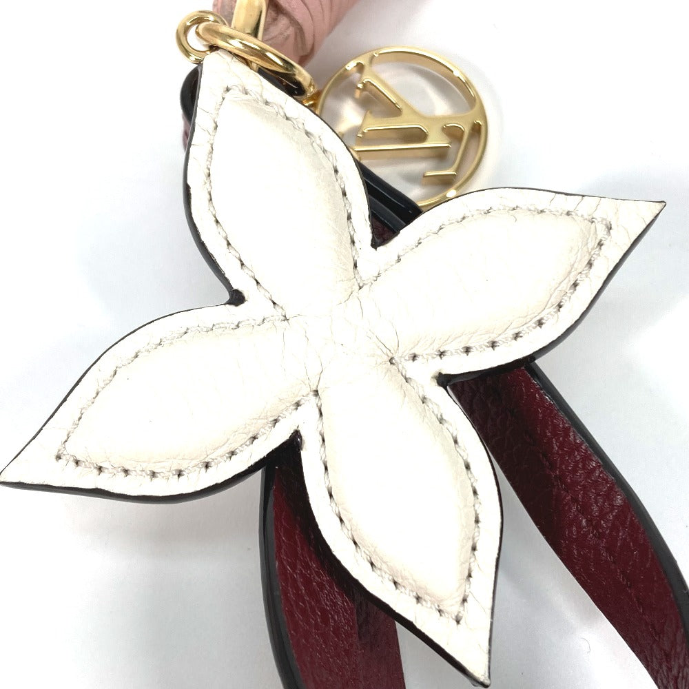 LOUIS VUITTON Bag charm M80244 leather Pink / White Fringe Monogram Flower Bijoux Sack Tassel