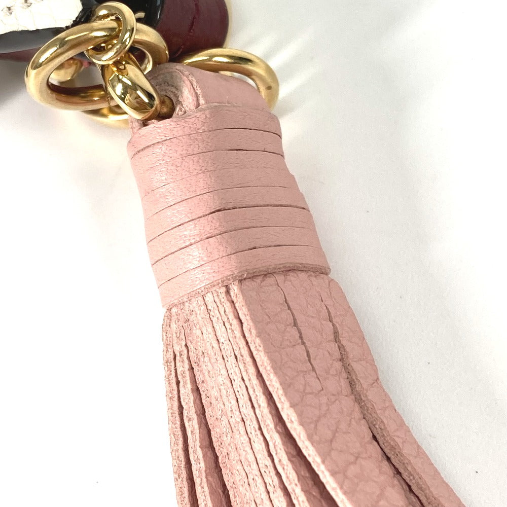 LOUIS VUITTON Bag charm M80244 leather Pink / White Fringe Monogram Flower Bijoux Sack Tassel