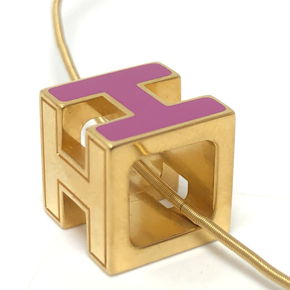 HERMES Necklace lacquer purple H cube Cardue Ash Women Used