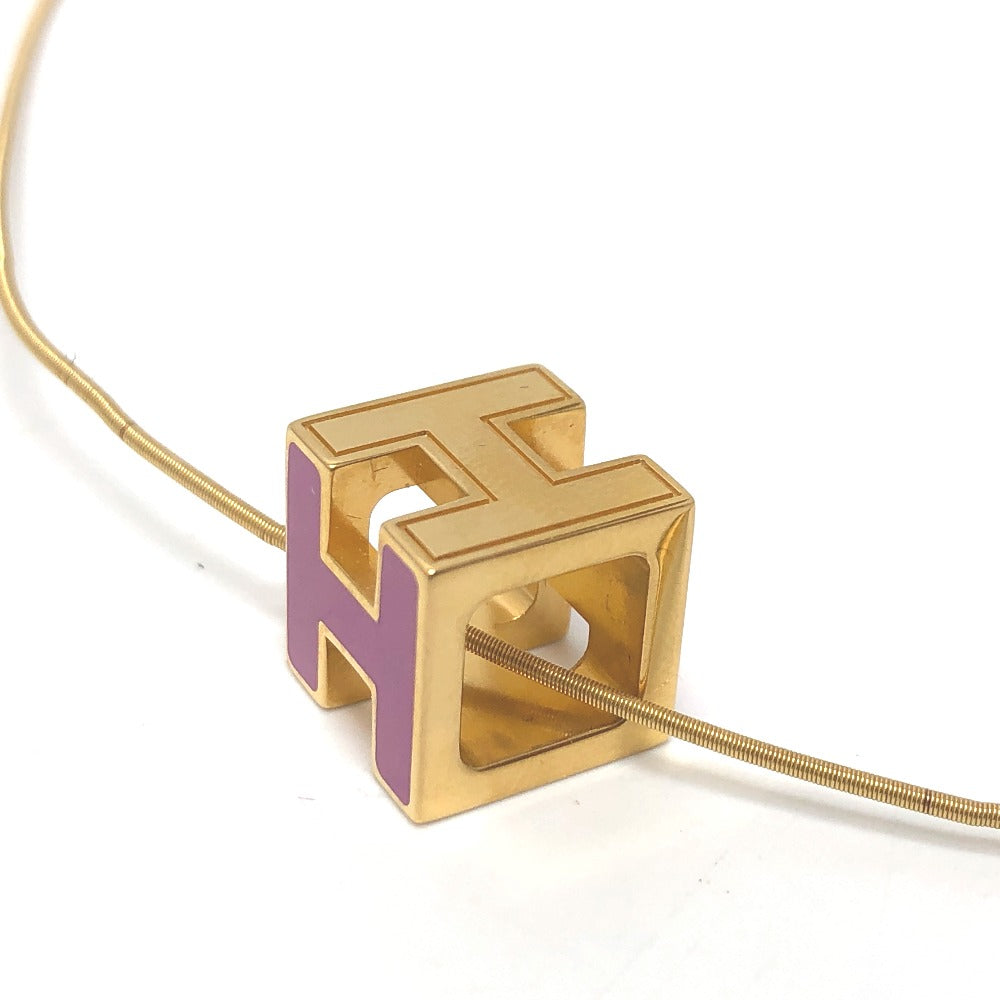 HERMES Necklace lacquer purple H cube Cardue Ash Women Used