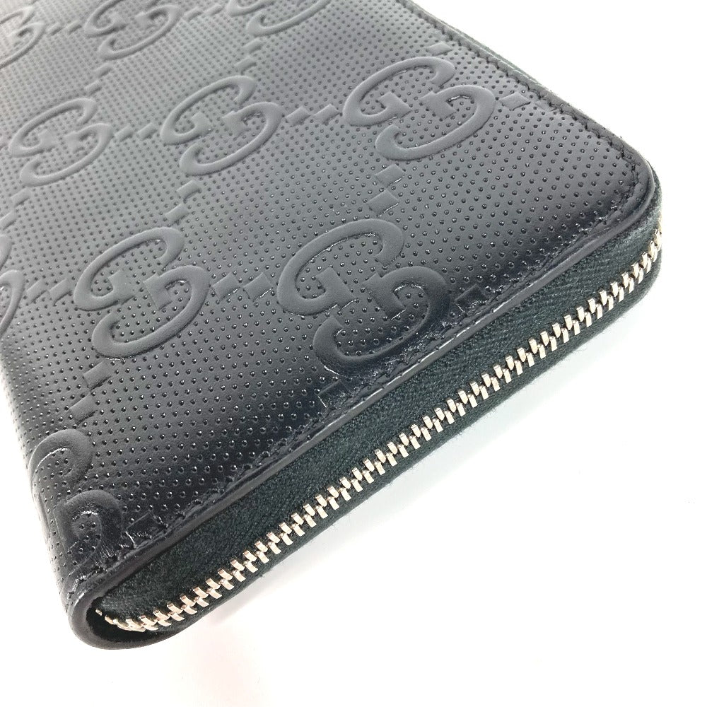 GUCCI Long Wallet Purse 625563 leather black GG embossed long wallet Travel case mens Used