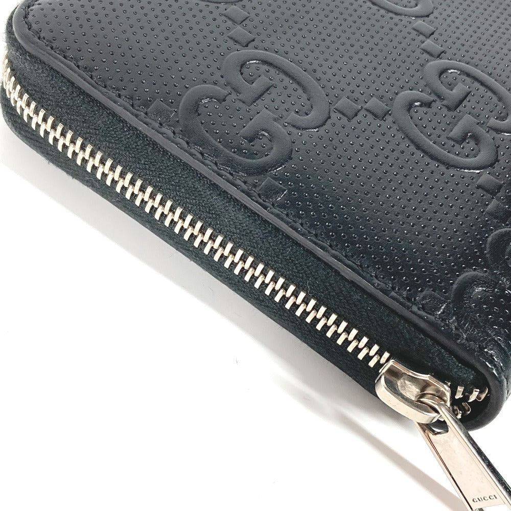 GUCCI Long Wallet Purse 625563 leather black GG embossed long wallet Travel case mens Used