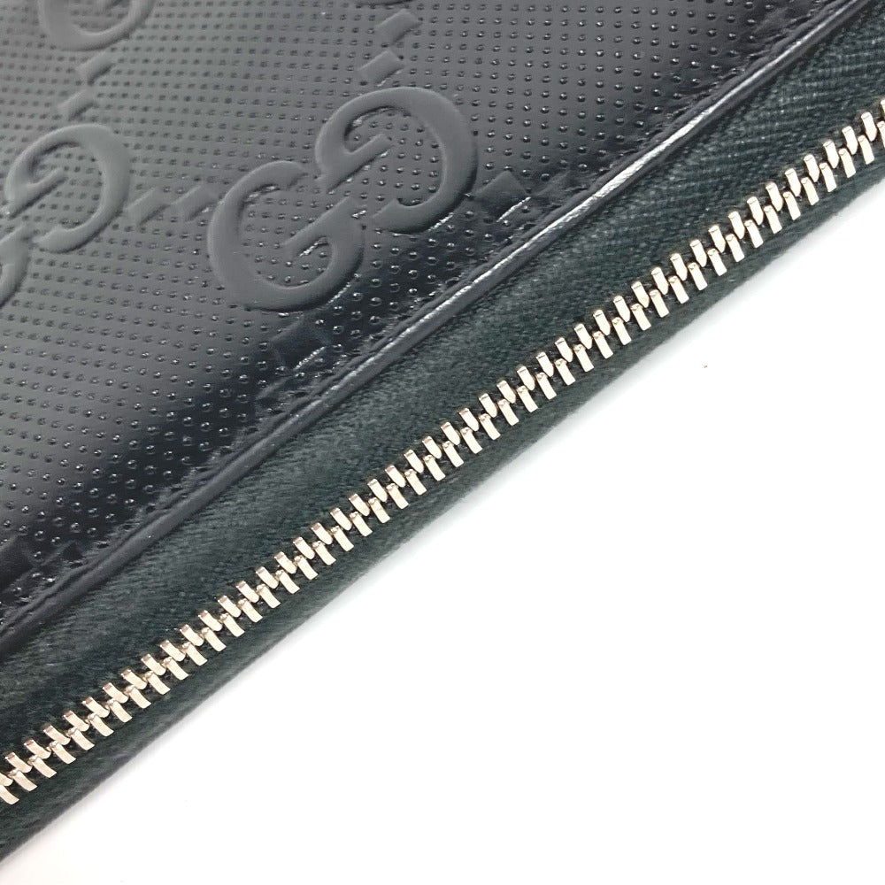 GUCCI Long Wallet Purse 625563 leather black GG embossed long wallet Travel case mens Used